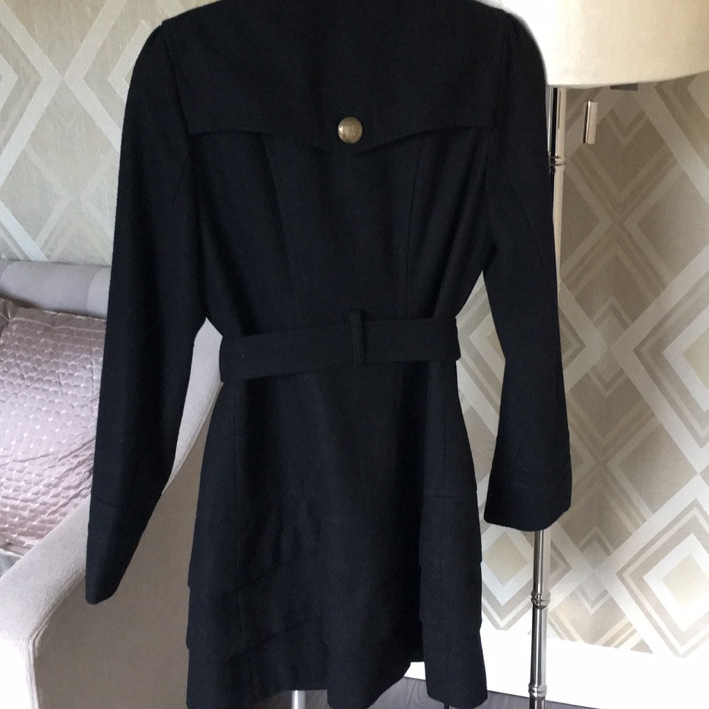 Express Black Double-Breasted Pea Coat with Gold Buttons - Picture 5 of 8